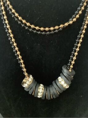 Elegant Black and Gold Beaded Statement Necklace